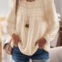 Boho Tops for Women Long Sleeve Shirts Crewneck Flowy Womens Blouses Dressy Casual Lace Hem Clothing Trendy 2026 (L)
