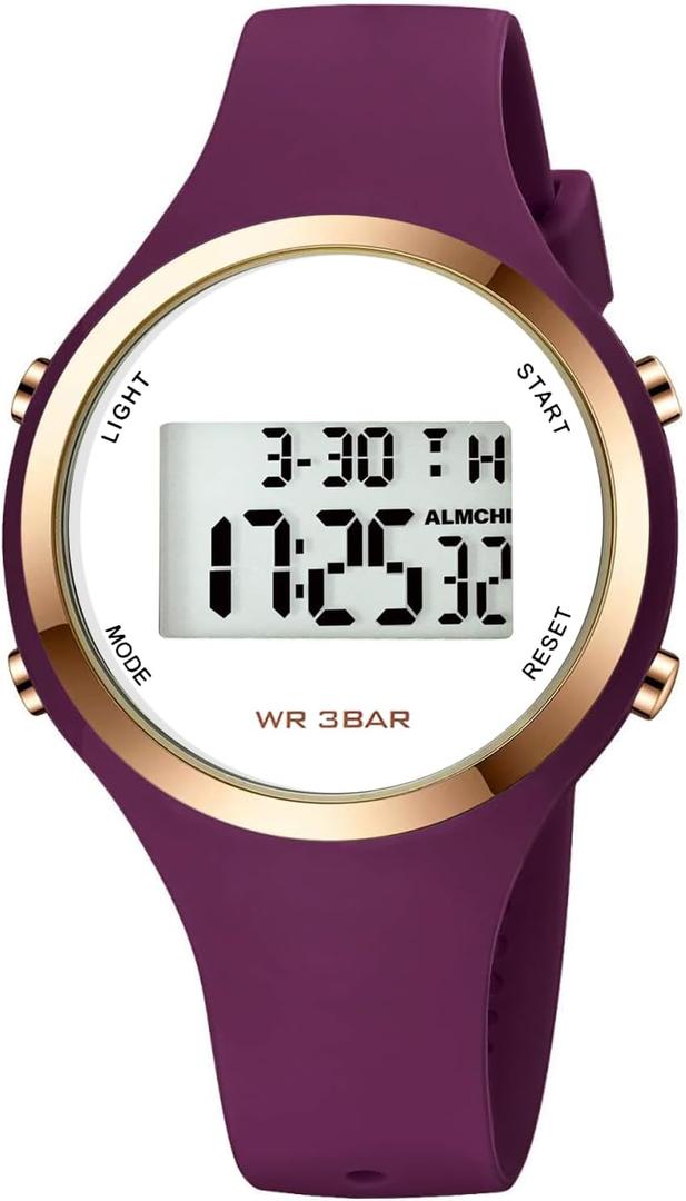 XCZAP Outdoor Sport Watches Alarm Clock 5Bar Waterproof LED Digital Watch (Purple Red--2)