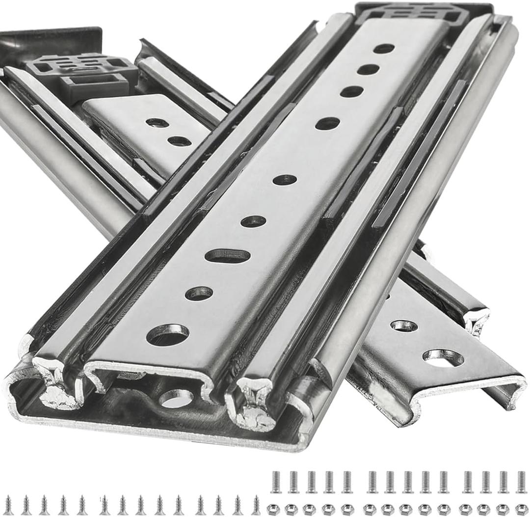 Heavy Duty 28" Drawer Slides, Full Extension Ball Bearing, 500LB Capacity | 76MM Width, 3-Section Design, Industrial Grade Steel, Smooth & Quiet Operation, for Workshop, Garage, Kitchen Cabinets