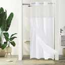 Gibelle Stall Small Shower Curtain 36x74, Waffle Weave Shower Curtain with Snap-in Fabric Liner Set, No Hooks Needed, Hotel Style with Mesh Top Window, White