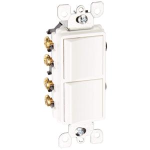 Leviton 15 Amp, 120/277 Volt, Decora Brand Style 3-Way / 3-Way AC Combination Switch, Commercial Grade, Grounding, 5643-W, White