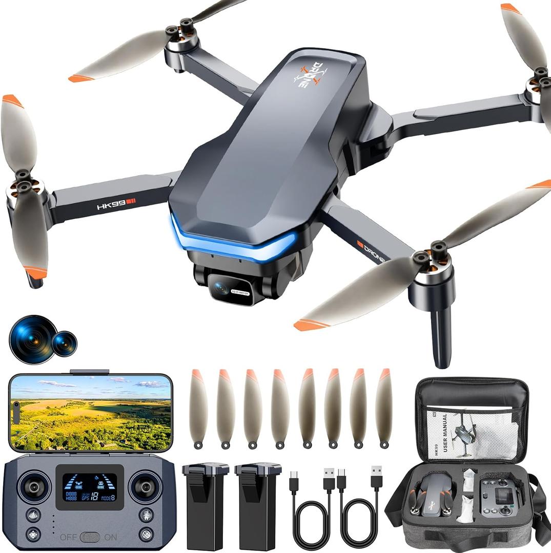 GPS Drone with 4K Camera for Adults, Foldable RC Quadcopter with 1312ft Range Video Transmission, 48 Mins Flight Time, Auto Return, Follow Me, Circle Fly, Waypoint Fly, Gesture Control (Deep Gray)