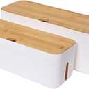 Changsuo Cable Management Box Set Cable Organizer Boxes for Extension Cord Power Stripe Surge Protector Wire Management Organizer Cover Hider for Desk Home Office Kitchen (Small & Large White)