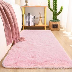 Keeko Pink Small Runner Rugs for Bedroom Girls, 2x4 Fluffy Bedside Kids Room Rug Shag Cute Indoor Throw Rugs Fuzzy Area Carpet for Baby Kid Girl Child Room Nursery Living Room Decor