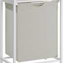 VASAGLE Laundry Hamper, Laundry Basket, Laundry Sorter with A Pull-Out and Removable Bag, Shelf, Metal Frame, 17.2 Gallons (65 L), 19.7 x 13 x 28.4 Inches, Cream White and Cloud White UBLH101W01