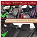 Seat Covers Fit Honda Civic Hatchback 2022 2023 2024 2025 Sport Touring and 2022 2023 2024 EX-L, Full Set Faux Leather Seat Protectors-Burgundy