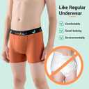Carer 3 Pack Boys Incontinence Underwear Washable Reusable Kids Cotton Incontinence Boxer Briefs with Front Absorbency Leakproof Underwear for Youth Boys Age 4-18 M(Orange/Green/Black)