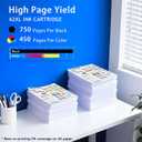 62XL High Yield Ink Cartridges Combo Pack (1 Black/1 Tri-Color 2-Pack) Compatible for HP 62XL 62 Replacement for HP Envy 5540 5640 5660 7644 OfficeJet 5740 5741 8040 200 250 Series Printers