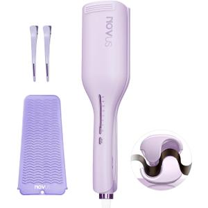 Curling Iron Hair Crimper Waver - NOVUSPRO Curling Wand, Ionic Deep Waver Hair Curler Tool with Ceramic 2 Barrel for Women, Anti-Scald, Easy to Use