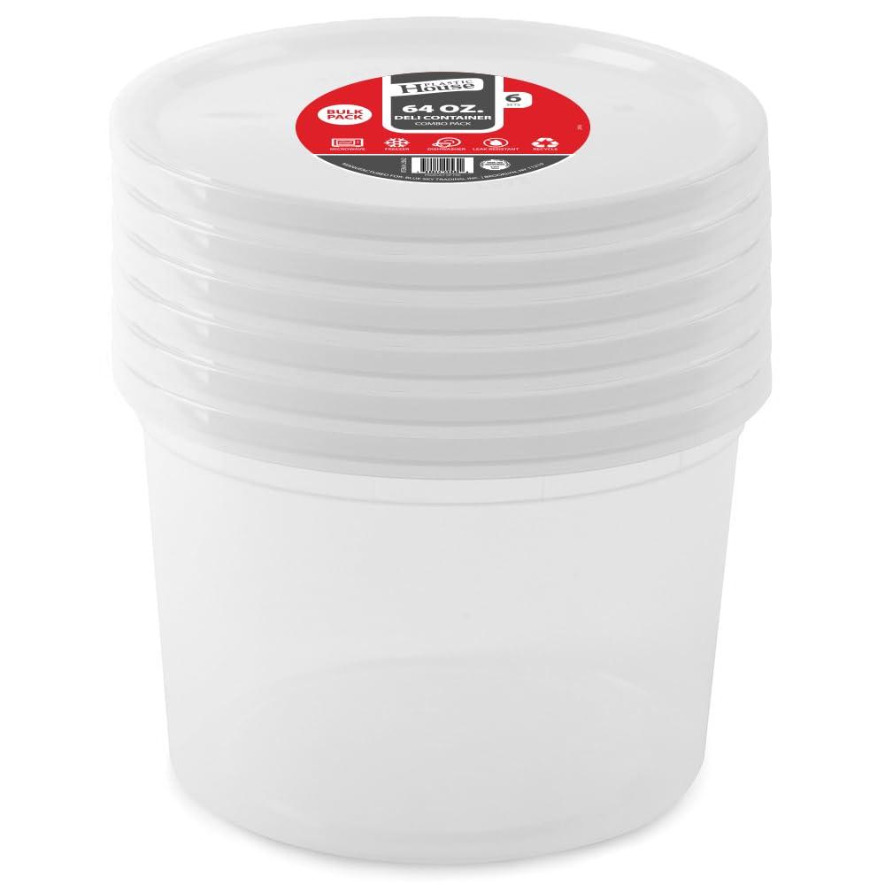 Food Storage Containers Combo - 64 oz - Plastic - Case of 72 - For Meal Prep, Takeout & Storage