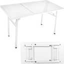 Crutello Fabric Cutting Table for Sewing Room - 48x24 inch Grid Top Folding Craft Table for Adults - Steel Folding Storage Legs for Sewing Machine, Hobby and Crafting Room