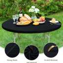 2 Pack Round Fitted Tablecloth 5ft Stretch Spandex Table Cover 60 Inch Black Washable Table Cloth Elastic Table Topper for Indoor and Outdoor