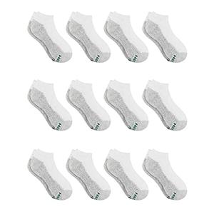 Hanes boys Extra Durable No Show Multipack athletic socks, White, Large - 3-9 US, Pair of 12