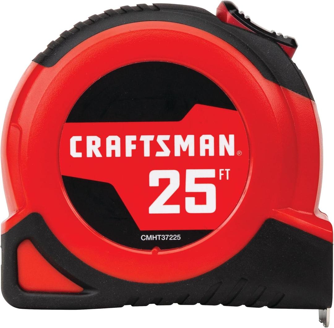 CRAFTSMAN 25-Ft Tape Measure with Fraction Markings, Retractable, Self-Locking Blade (CMHT37225)