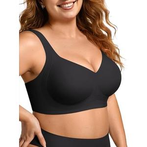 OEAK Womens Wireless Jelly Bra Plus Size Supportive Seamless Bras Full Coverage Push Up Comfortable No Underwire Tshirt Bras, Size 3XL