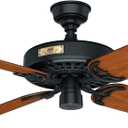 Hunter 52 inch Outdoor or Indoor Ceiling Fan No Light - Black Ceiling Fan without Light, For Patio, Porch, Garage, or Living Room, Standard Mount, 5 Blades, Pull Chain - Original 23838, Matte Black