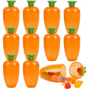 FOIMAS 12pcs Fillable Easter Containers Carrots Shaped Candy Containers for Easter Egg Hunt Home Decoration