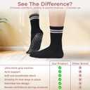Pilates, Yoga Socks with Non Slip Grips for Women, Crew Grip Sock for Barre Shoes, Pilates Outfit Pack of 4 (6-10, Black)