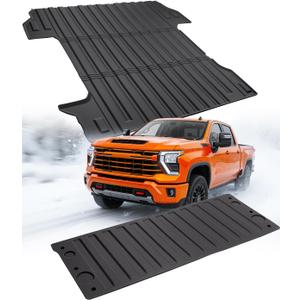 5.82FT Bed Mat for Chevy Silverado: 2019-2025 2026 for Chevrolet Silverado/for GMC Sierra 1500 Truck Bed Liner & Tailgate Mat, 2pcs Heavy Duty Black Cargo Mats All Weather Protection Accessories