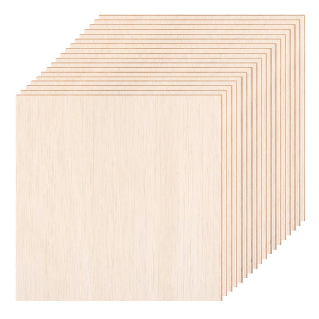 18 Pack Basswood Sheets - 6x6 Inch x 1/16 Inch Thick Plywood Balsa Wood Squares for Crafts, Laser Cutting, Wood Burning and Drawing