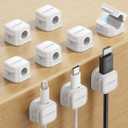5 Pack Magnetic Cable Clips [Cable Smooth Adjustable] Cord Holder, Under Desk Cable Management, JOYROOM Adhesive Wire Holder Keeper Organizer for Home Office Desk Phone Car Wall Desktop Nightstand, 