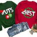 TQUEQRW Christmas Sweatshirts Merry Christmas Sweatshirts for Women Funny Xmas Long Sleeve Shirt Holiday Pullover 1 Out Of 2 (NUTS), Size XL