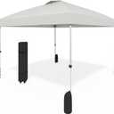 10x10 Pop Up Canopy - Instant Setup Beach Tent with Wheeled Carry Bag, 8 Sandbags & 4 Guy Lines - Portable Sun Shade for Camping, Events, Silver Coated Top, White