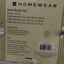 Homewear Towel Bundle Set Of 6.  2 Bath Towels 27" x 52".  2 Hand Towels 16" x 26".  2 Wash Cloths 12" x 12". 70% recycled cotton 30% polyester