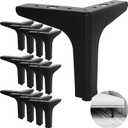 MIVIDE 12Pack Metal Furniture Sofa Legs, 5inch Modern Style Furniture Triangle Sofa Legs Feet, Metal Cabinet Legs Replacement Black for Cabinet Cupboard Sofa Couch Chair Ottoman