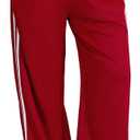 Women's Side Striped Pant Baggy Wide Leg Sweatpants Drawstring Low Waisted Slit Track Pants Streetwear Joggers (Red), Small