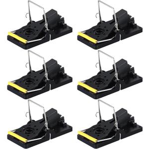 Qualirey 6 Pcs Plastic Mouse Rat Traps House Indoor Quick Effective Safe for Warehouse Garden Kitchen 3.86 x 1.81 x 2.17 Inch (Black,Yellow)