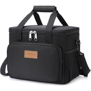 Lifewit Medium Lunch Bag Insulated Lunch Box Soft Cooler Cooling Tote for Adult Men Women, Black 12-Can (9L)