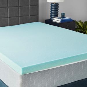 Amazon Basics Cooling Gel-Infused Memory Foam Mattress Topper, CertiPUR-US Certified, 3 inches, Queen, Blue