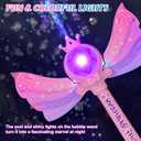 Bubble Wands for Kids Girls - LED Light & Music Bubble Machine: 3 AA Batteries & 2 Bubble Solutions, Outdoor Party Birthday Toys for Toddlers, Gift for 3 4 5 6 7 8 Year Old Girls