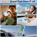 QuantumKoo for iPhone 17 Pro Max Case with 360 Magnetic Stand, Clear Glitter Cute Curly Wave iPhone 17 Pro Max Phone Case Compatible with MagSafe, Ring Kickstand Shockproof Cover for Women Men,Blue