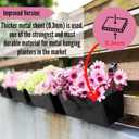 LaLaGreen Railing Planter Box (6 Pack, 12 Inch) Outdoor Black Metal Rectangle Strawberry Hanging Bucket Balcony Garden Fence Deck Flower Pots Boho Countryside Style Patio Living Wall Window Sill Decor