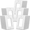 CML Decorator Wall Plates, 50 Pack Electrical Outlet Receptacle Covers, 1-Gang Switch Plates, Standard Size 2.76 x 4.5, Impact Resistant, UL Listed, White, Contractor Pack