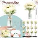 Zeyune 36 Pack Artificial Flowers Centerpiece with Vase Bulk for Wedding Table 24 Bundles Silk Floral Faux Rose Bouquet with 12 Plastic Vase for Bridal Shower Table Decor(White)