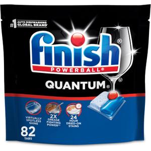 Finish Quantum Dishwasher Pods, No Pre-Rinse Dishwasher Detergent Soap Removes 24HR Dried-On Stain and Grease, Leaving a Virtually Spotless Shine, 82 Count