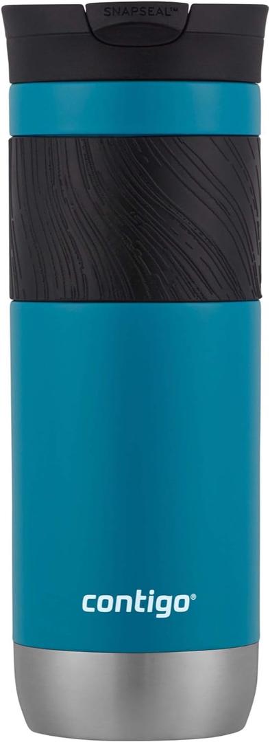 Contigo Byron 2.0 Stainless Steel Travel Mug with SNAPSEAL Lid and Grip 20oz. Juniper (20oz (Pack of 1))