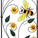 YEAHOME 34 Inch Decorative Metal Spring Garden Stakes with Flowers Bees, Vibrant Decorative Metal Spring Style, Metallic, Outdoor Decorative Garden Stakes (Orange)