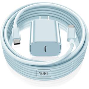 iPad Pro Charger,20W USB C Fast Charger with 10FT Long Fast Charging Cord for iPad Pro 12.9 5th/4th/3rd,11 inch 3rd/2nd,13 inch M4,iPAD Air 5th/4th Generation/13/11 M3 M2,iPad 10th/11th(A16),Mini A17