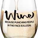 Fatbaby Funny Wine Glass For Women Coworkers, Sarcastic Gifts For Best Friends Sisters Besties, Christmas Birthday Mother's Day Gifts Stemless Wine Glass for Women 15 OZ