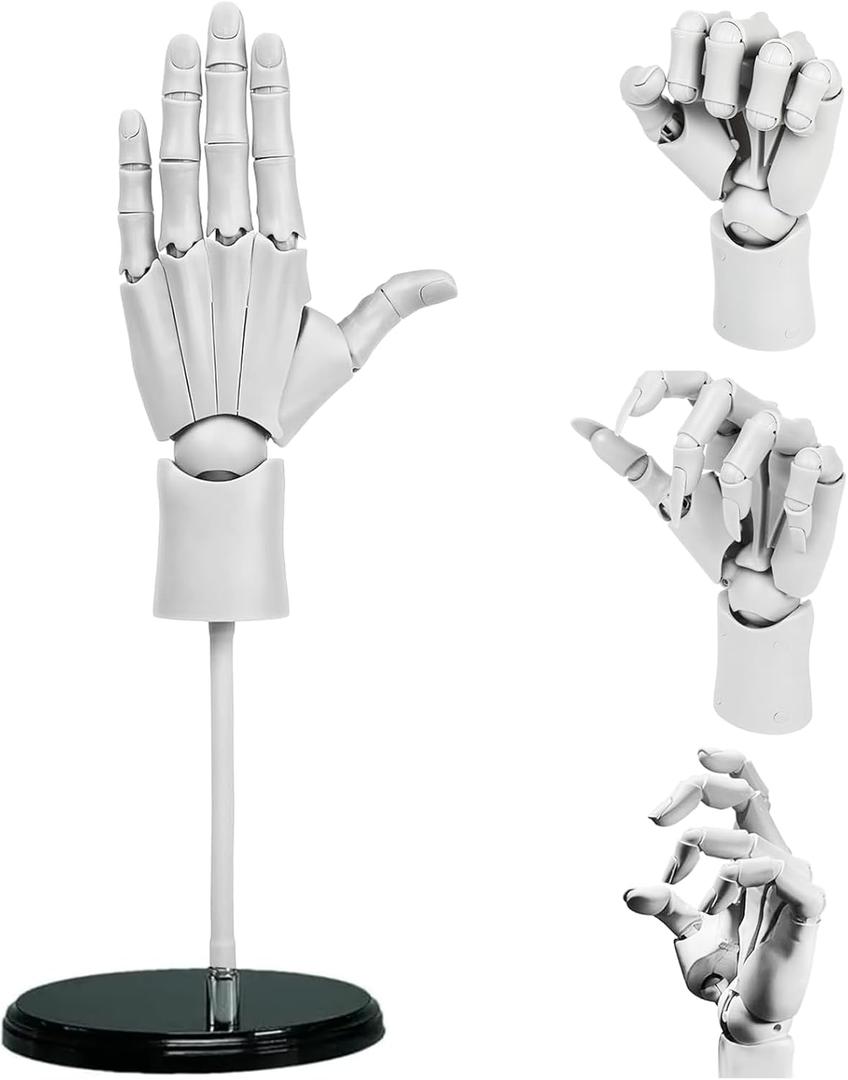 Flexible Hand Model Adjustable Artists Manikin Hand Figure Poseable Art Mannequin for Drawing Mannequin Lively Manikin Figure Hand Model for Desk Decoration Sketching Painting (Left Hand-White)