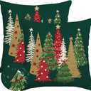 RABUSOFA Christmas Decor Pillow Covers 20x20 Inch Outdoor Waterproof Tree Christmas Decorations Dark Green Throw Pillow Cases Xmas Winter Decorative Pillows for Couch Holiday Gold