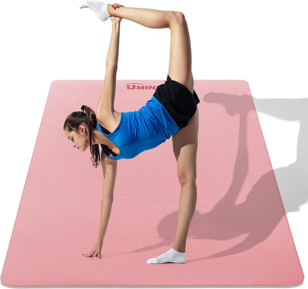 UMINEUX Large Yoga Mat for Men and Women 1/4 & 2/5 Inch Extra Thick TPE Fitness Mat for Home Gym Workout, Non-Slip, Eco Friendly Exercise Mat for Yoga, Pilates, Stretching, Meditation