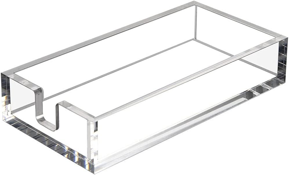 HIIMIEI Acrylic Napkin Holder for Bathroom, Acrylic Guest Towel Holder, Bathroom Napkins Guest Disposable Holder, Hand Towel Tray for Kitchen, Parties, Weddings, Party, Hotel, RestaurantClear (9x5.5'')