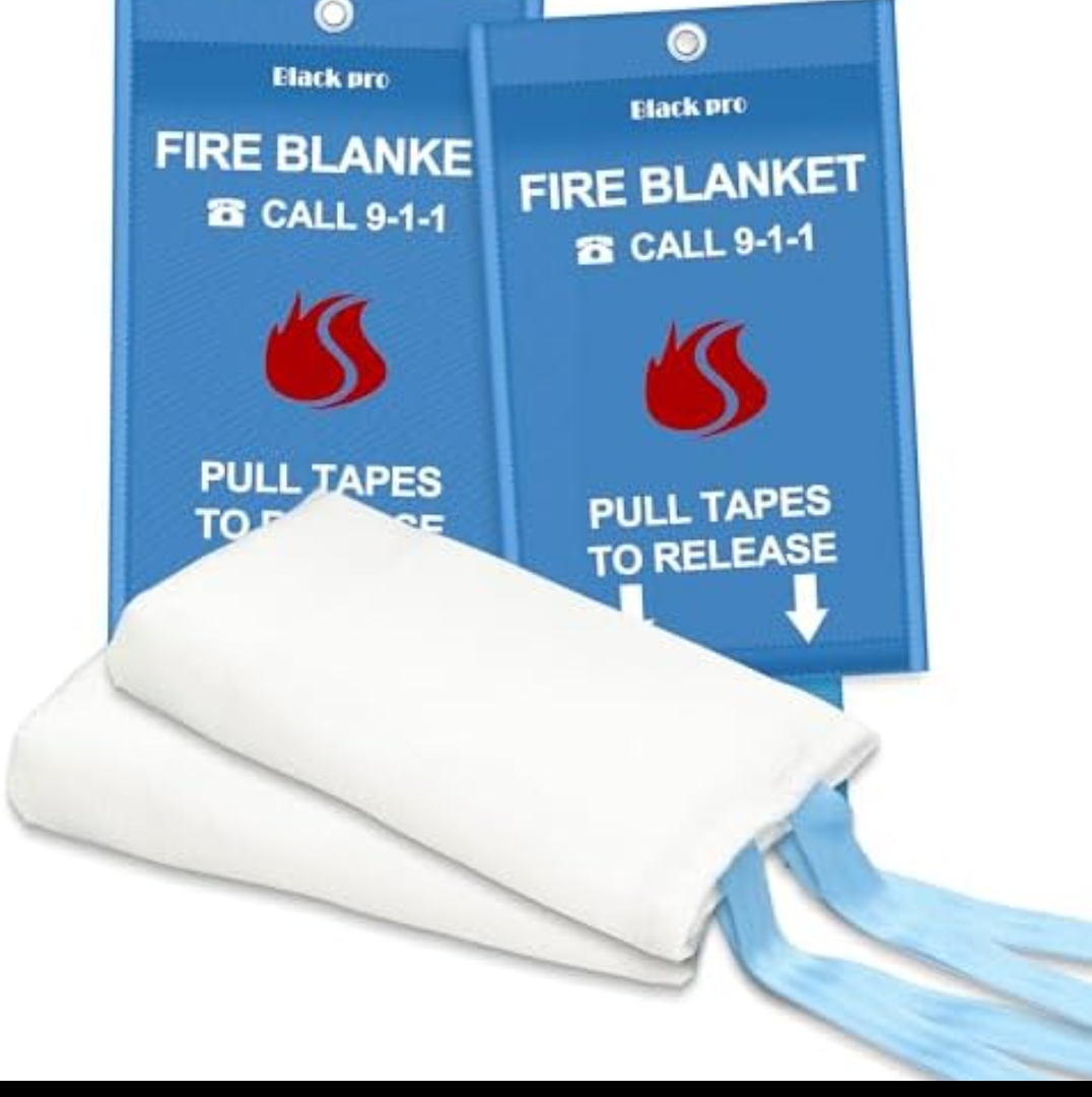 Black pro Fire Blanket, Fire Retardant Blanket,Emergency Fire Blanket for Kitchen, Home, School, Fireplace, Grill, Car, Office and Warehouse. CE Certified. 2 Pack