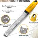 Stainless Steel Cheese and Citrus Zester Grater w/Extra Sharp Blade - Perfect for Lemons, Parmesan, Garlic, Chocolate - Spice Up any Kitchen Dish in Seconds with Your Premium Hand Held Shredder