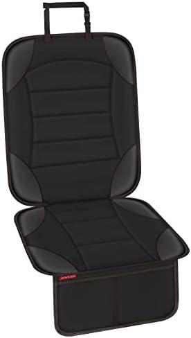 Sinvitron Car Seat Protector for Child Car Seat - Waterproof Non-Slip Leather Mat with 2 Mesh Pockets, Universal Seat Cover for Baby, Pets & Vehicles (1-Pack, Black)